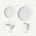 Over and Back Modern 16 Piece White Stoneware Circles Dinnerware Set