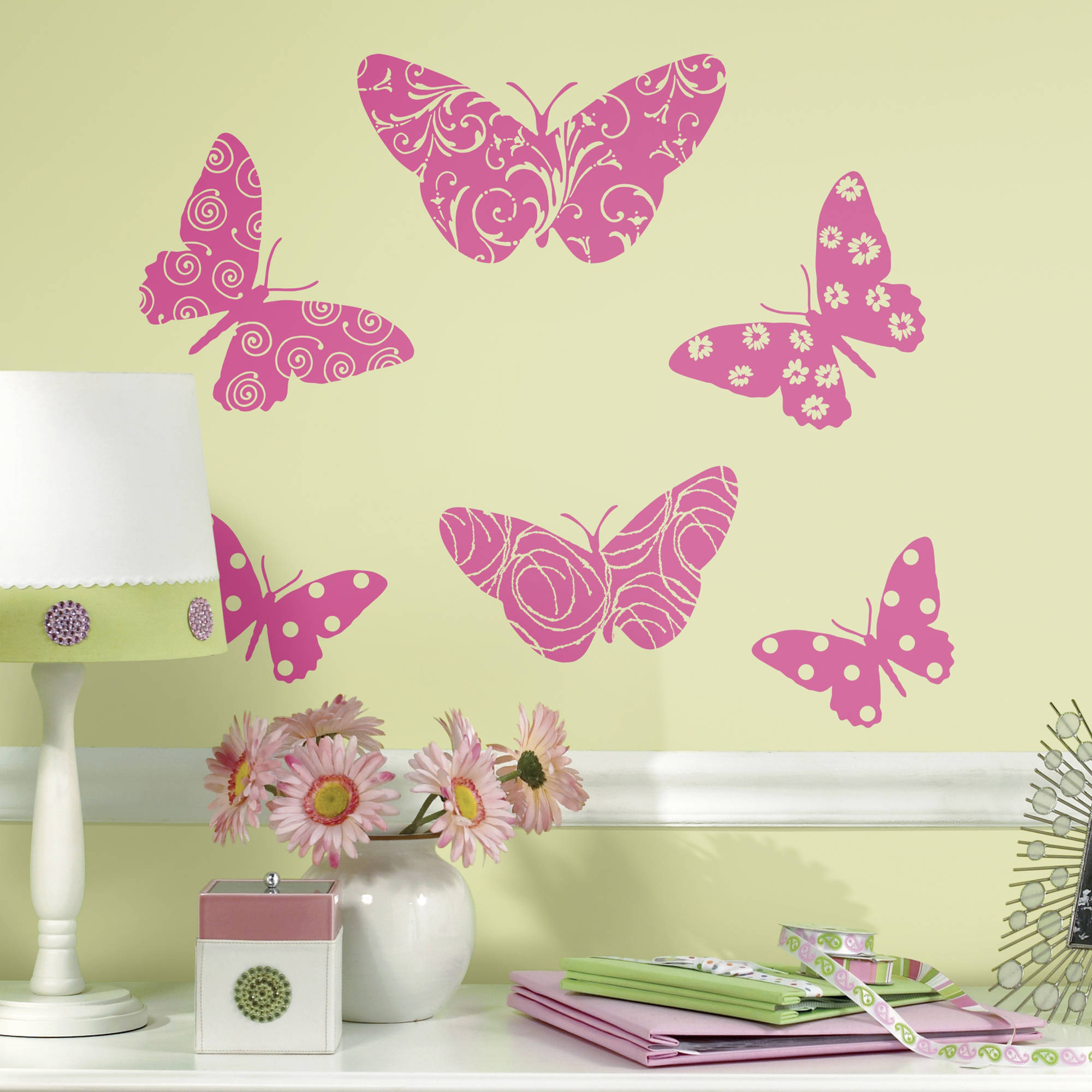 Flocked Butterfly Peel and Stick Giant Wall Decals