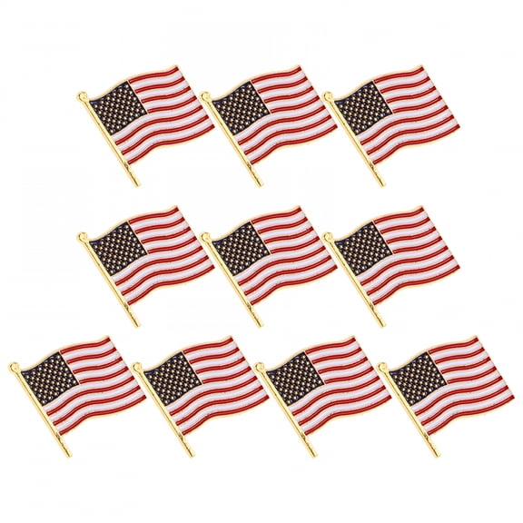 DESIGNICE 10Pcs Usa Flag Lapel Pins Patriotic Alloy Brooches Independence Day Badge for National Celebrations Sports Games Bags Clothes