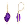 thumbnail image 2 of ANGARA Natural Bezel-Set Leaf-Shaped 11 ct Amethyst Dangle Earrings in 14K Yellow Gold for Women (Size-15x9mm) | February Birthstone, Anniversary, Jewelry Gift for Women | Natural Amethyst Earrings, 2 of 8