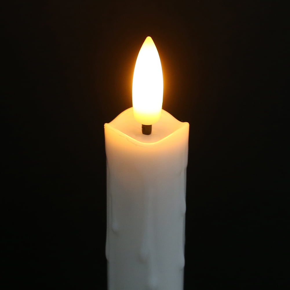 Flickering Ivory Flameless LED Battery Operated 6 Pack ,Taper Plastic Candles 3D Wick Lights Dropping Tear with Remote Control with Timer for Home Decor ,Halloween ,Christmas ,Wedding ,Banquet