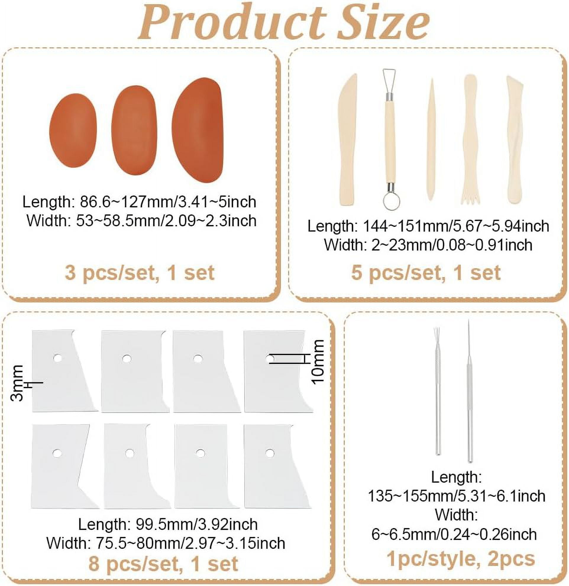 8Pcs Profile Rib Bundle Pottery Shaper Tool Set for Ceramic Cups Bowl DIY Craft Making (Equipped with 2Pcs Clay Sculpture Needle Tool 3Pcs Oval DIY Silicone Molds 5pcs Clay Knife Tools)