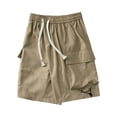 thumbnail image 5 of Nmnitkp Mens Shorts Casual Cargo Shorts Elastic Waist Drawstring Multi-Pocket Lightweight Summer Outdoor Work Shorts Khaki,3XL, 5 of 9