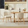 thumbnail image 2 of Zesthouse Wooden Dining Chairs Set of 2, Upholstered Linen Fabric Dining Room Chairs, Mid Century Modern Kitchen Chair with Curved Backrest, Natural Solid Wood Legs, Beige, 2 of 10
