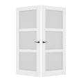 thumbnail image 3 of 60" x 80" 3-Lite Frosted Glass French Door Solid Wood Manufacture Interior Double Bathroom Door With Hardware Kit, 3 of 9