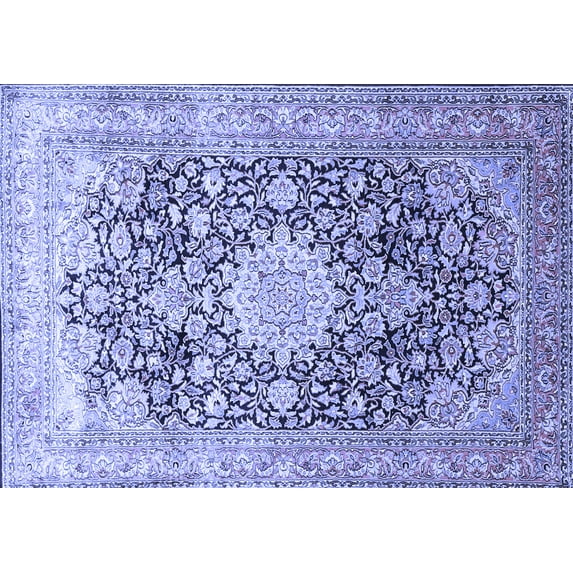 Ahgly Company Machine Washable Indoor Rectangle Medallion Blue Traditional Area Rugs, 8' x 10'