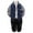 Blue, variant on Kids Casual Denim Jacket and Pants Set with Striped Sleeves and Patchwork Details for Boys Girls Daily Wear Outfit