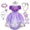 thumbnail image 2 of Vestido de Princesa Sofía para niña, disfraz de Cosplay con apliques de perlas, ropa de tul mullida de lujo para Halloween, nuevo Fivean unisex, 2 of 2