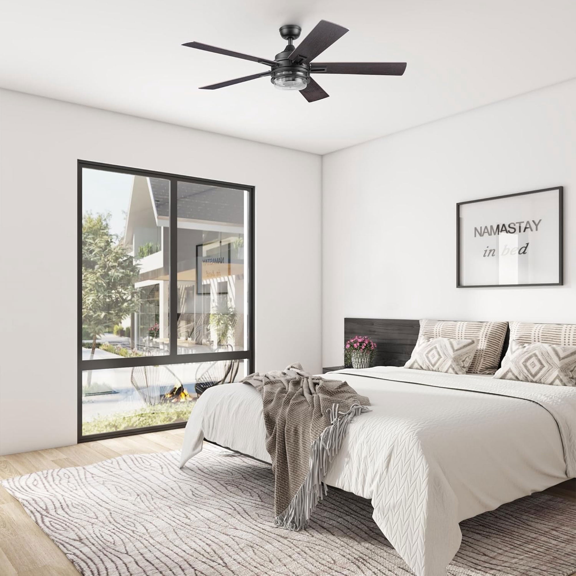 Honeywell Myers Park 52" Ceiling Fan w/ Remote, & Reversible Blades, Matte Black