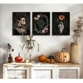 thumbnail image 4 of FCCUYE 3pcs Skull Flower Wall Art Romantic Dark Gothic Skull Pictures Dark Halloween Wall Decor Canvas Paintings Prints Posters Suitable for Bathroom Bedroom Living Room Decoration Und, 4 of 7