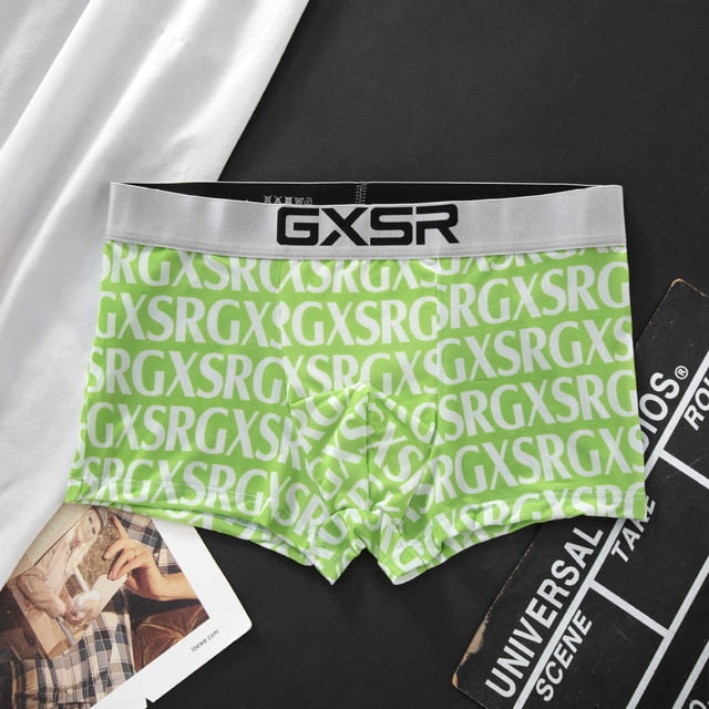 GXSR Men's Ice Silk Loose Trend Fashion Pattern Pocket Elastic Breathable Comfortable Flat Angled Pants 9 XL