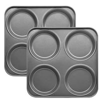 Yorkshire Pudding Pan Set of 2, 4-Cup Nonstick Muffin Top Pan, Shallow Whoopie Pies Pan for Hamburger, Eggs, Sandwiches