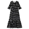 thumbnail image 4 of Little Girls Maxi Dress 4-14 Years Ruffle Half Sleeve Round Neck Floral Print Tiered Long Dress with Side Pockets Black J 7-8 Years, 4 of 7
