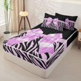 thumbnail image 2 of Homewish Cute Bowtie Zipper Twin Comforter Sets with Fitted Sheet and 2 Pillowcases,Fashion Women Zebra Line Print Zipper Bedding Set For Girls Kids,Black Reversible,4-Piece, 2 of 7