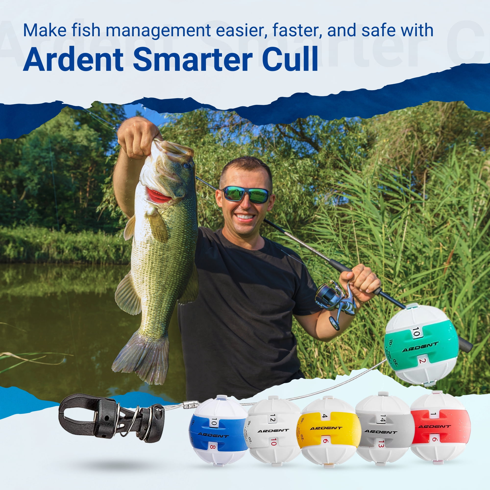 Ardent Smarter Cull, 6-Ball 2-Stage Culling Balls with Smart Clips, Quick and Easy to Use, Reduce Fish Stress and Injury, Bass Fishing Accessories and Supplies