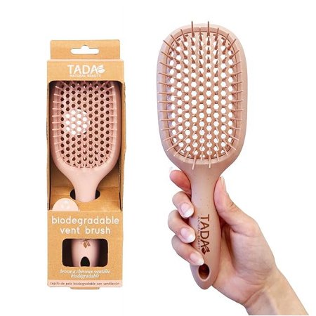 TADA Beauty Hair Brush Detangler for Curly Thick Wavy Thin Hair with Ventilation Holes Quick Drying Pink