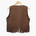 thumbnail image 6 of newwalpole Baby Girls Faux Suede Tassel Vest Western Cowgirls Fringe Waistcoat Hippie Cardigan Jacket(Brown,6-12 Months), 6 of 8