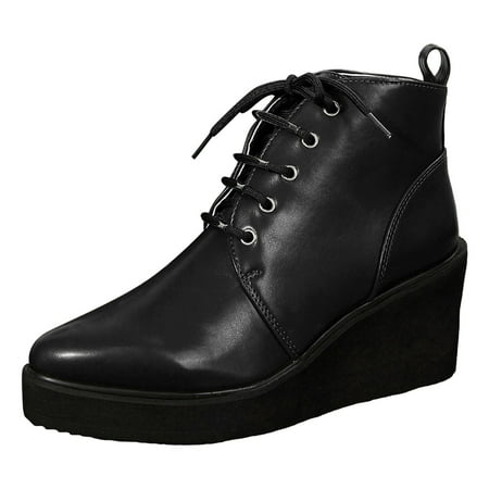 

Ediodpoh Women s And Winter Wedge Heels With Thick Soles Lace up Deep Ankle Boots With High Heels And Thick Heels Womens Boots Black 7