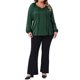 thumbnail image 2 of Blusa elegante de manga larga con llave en la parte delantera para mujeres de tallas grandes Agnes Orinda, blusa de otoño 2025, 1X verde, 2 of 6