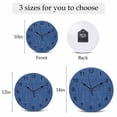 thumbnail image 6 of Wall Clock Navy Blue Linen Texture Clocks PVC Silent Non-Ticking Battery Operated Decorative Farmhouse Solid Color Round Clock for Home Living Room Kitchen Bedroom Office School Wall Decor 14 Inch, 6 of 9