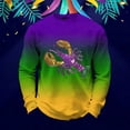 thumbnail image 2 of IWRICH Men's Mardi Carnival Gradient T Shirts Printed Waffle Long Sleeve T-Shirt Crew Neck Rave Tees Multicolour XL, 2 of 3