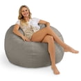 thumbnail image 4 of Jaxx Saxx Shearling Faux-Lamb 4 Ft Large Round Bean Bag, Smoke, 4 of 4