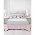 thumbnail image 3 of Pink Striped Twin Size Down Alternative Comforter, Lightweight Comforter Quilt Bedding Set with Pillow Shams Multicolor Grey White Horizontal Stripes All Seasons Bed Comforter Duvet Insert 68"x86", 3 of 7