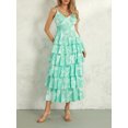 thumbnail image 6 of Musuos Women Floral Print Long Dress V-Neck Tiered Ruffles Sleeveless Cami Dress Summer Casual Beach Party Dress, 6 of 10