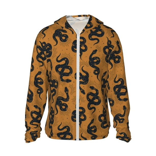 Fotbe Snake Chaqueta con Protección Solar UPF 50+ para Hombre y Mujer, Camisa con Capucha y Bolsillos-Large