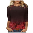 thumbnail image 1 of Pompotops Mode T-shirt Blouse Décontractée pour Femmes Confortable à Col Rond Manches 3/4 Imprimé en Solde, 1 of 5