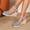 Blue, variant on Women's Solid Color Canvas Closed-Toe Wedge Heel Woven Sandals Breathable, Non-, Lightweight, Comfortable Casual Summer Dressy Walking Shoes Black 38