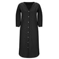 thumbnail image 5 of Cyber**Monday ChaoHeng Womens Long Sleeve Dresses Women's Solid Color Linen Blend Shirt Dress with Long Sleeves, 5 of 7