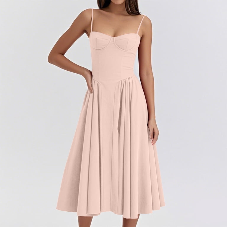 Ecqkame Women's Wedding Guest Dress Solid Color Sexy Slip Party Dress Tummy Control Pleated Suspender Large Hem Dress 03-Watermelon Red S - Walmart.com Ecqkame Women's Wedding Guest Dress Solid Color Sexy Slip Party Dress Tummy Control Pleated Suspender Large Hem Dress 03-Watermelon Red S - Walmart.com