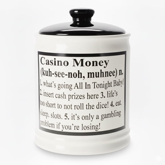 Cottage Creek Casino Money Multicolored Ceramic Decorative with Lid Candy Jar
