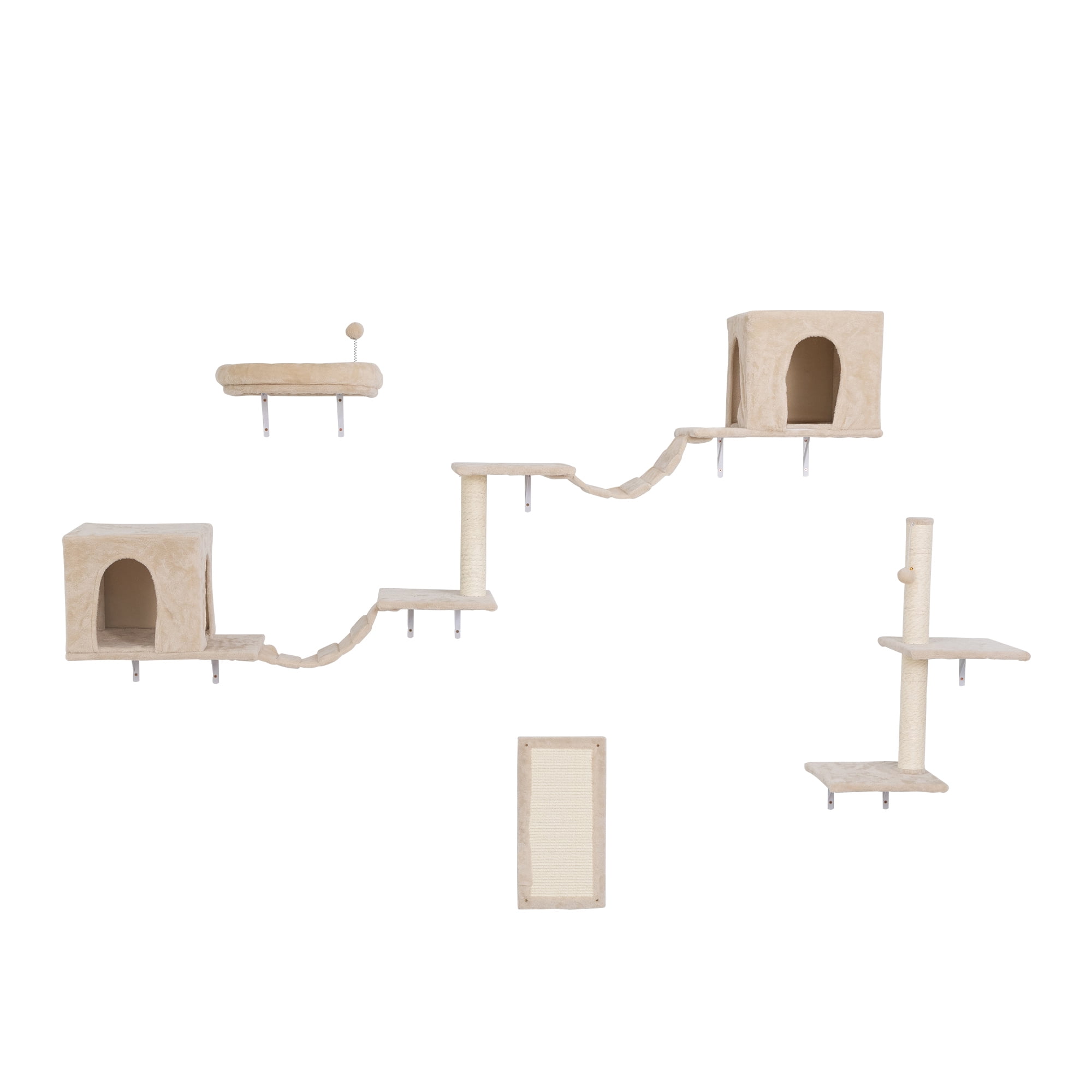 Pefilos Cat Wall Shelves and Perches Set for 6, Cat Tree House for Indoor Cats, Modern Furniture for Cat Sleeping Playing Lounging Climbing Cat Condos, Beige Pefilos Cat Wall Shelves and Perches Set for 6, Cat Tree House for Indoor Cats, Modern Furniture for Cat Sleeping Playing Lounging Climbing Cat Condos, Beige