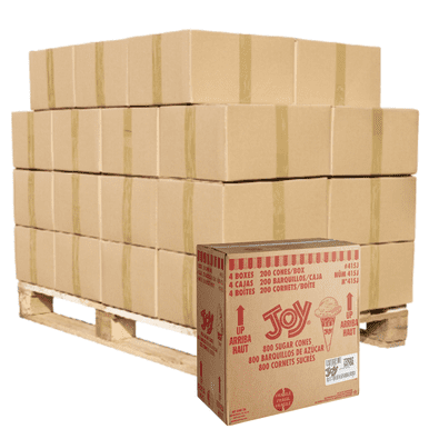 JOY #415 Jacketed Sugar Ice Cream Cones - 800/Case | 16 Cases Per Pallet | 12800 CONES