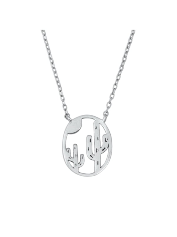 Sterling Silver Cactus Charm Necklace Silver Cactus Necklace Arizona Necklace Cacti Necklace Cactus Necklace Western Cactus Necklace