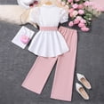 thumbnail image 2 of Caqnni Toddler Girls Summer Outfits Set, Cute Flower Short Sleeve T-Shirt + Pants (2Pcs Gift Set, 1-8Y) Summer 2Pcs Gift Outfits Set 2Pcs Summer Playwear Beach Outfits 10-11 Years,Pink, 2 of 9