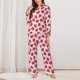 thumbnail image 2 of Balery Strawberry Conjunto de Pijama con Estampado para Mujer, Conjunto de Dos Piezas con Manga Larga, Ropa de Dormir Suave con Bolsillos, Pijamas Cómodos-Medium, 2 of 7