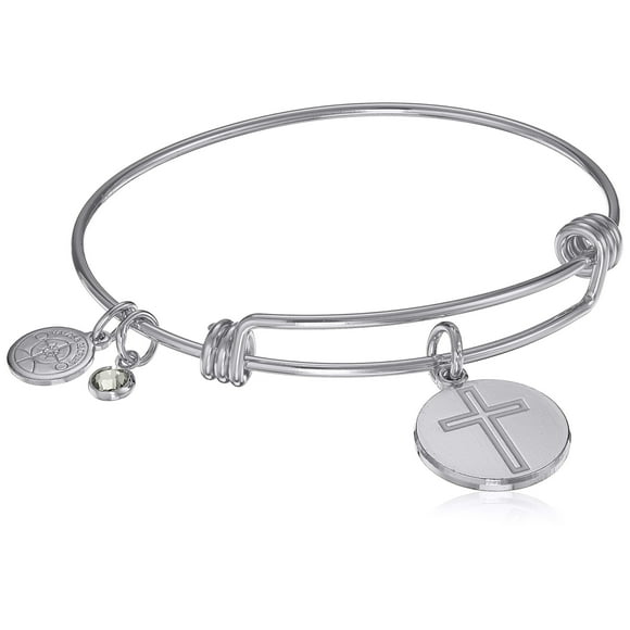 Halos & Glories, Cross Shiny Silver Bangle Bracelet