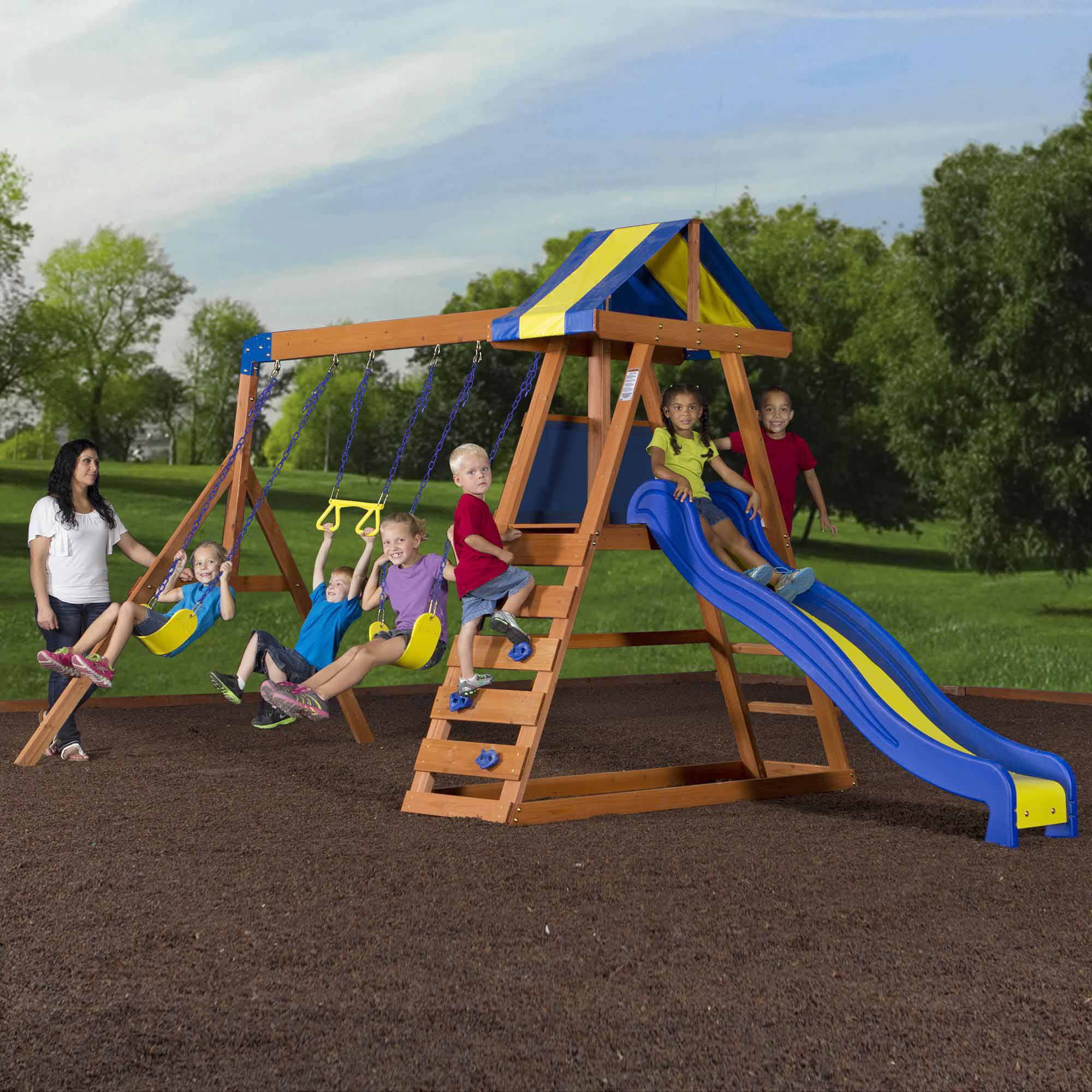 Backyard Discovery Dayton Cedar Wooden Swing Set Walmartcom