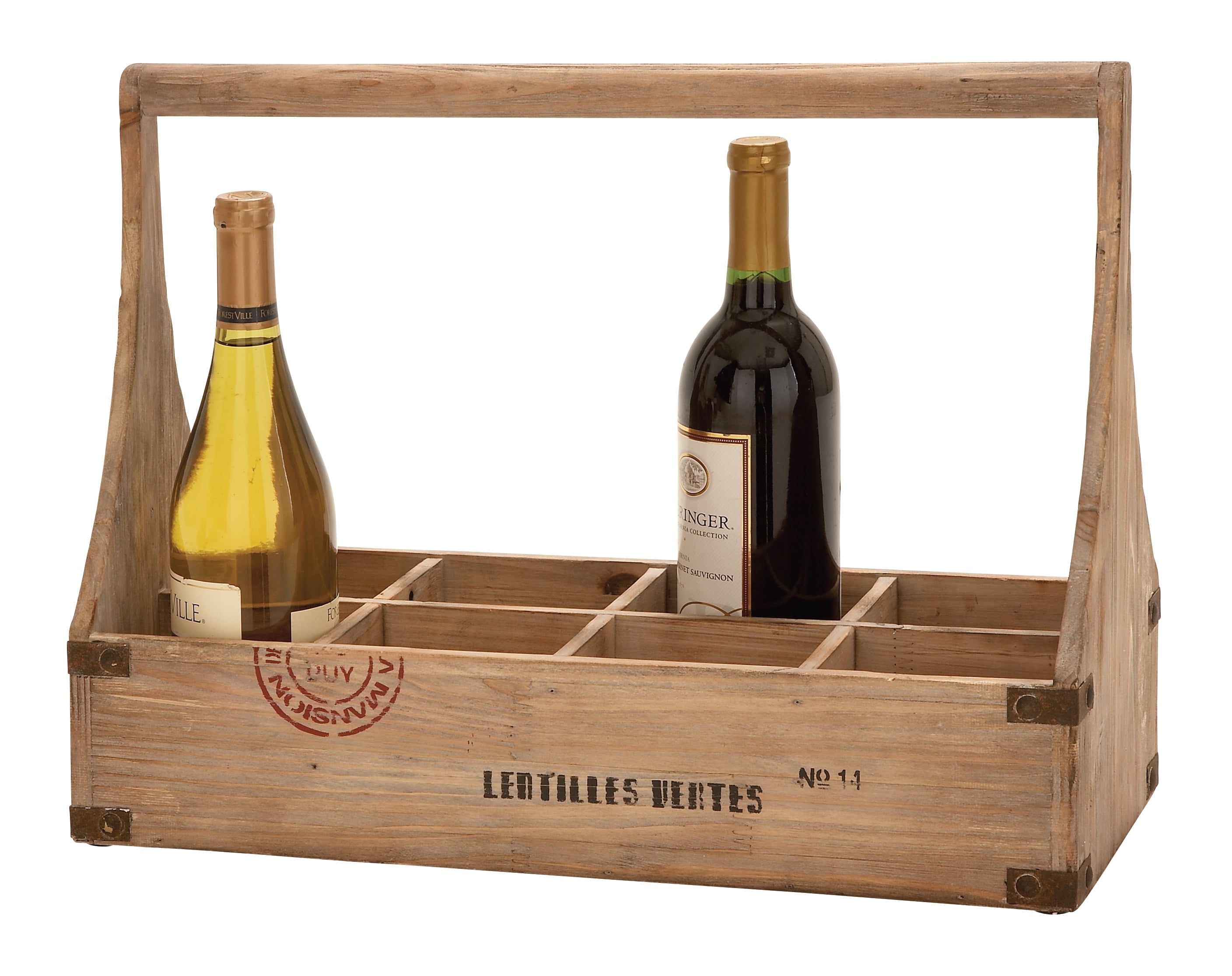 Decmode Farmhouse 14 X 18 Inch Wooden 8Slot Wine Bottle Basket
