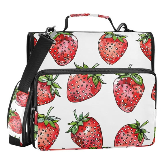 ALAZA Zipper Binder Strawberry 3 Ring Trapper Keeper File Folder Organizer Bag