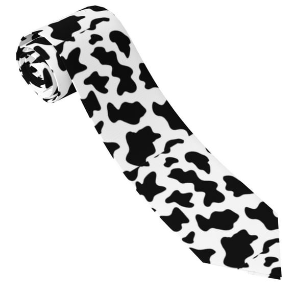 Xecao Milk Cow Print Tie For Men Necktie Woven Jacquard Neck Ties,Classic Men's Tie