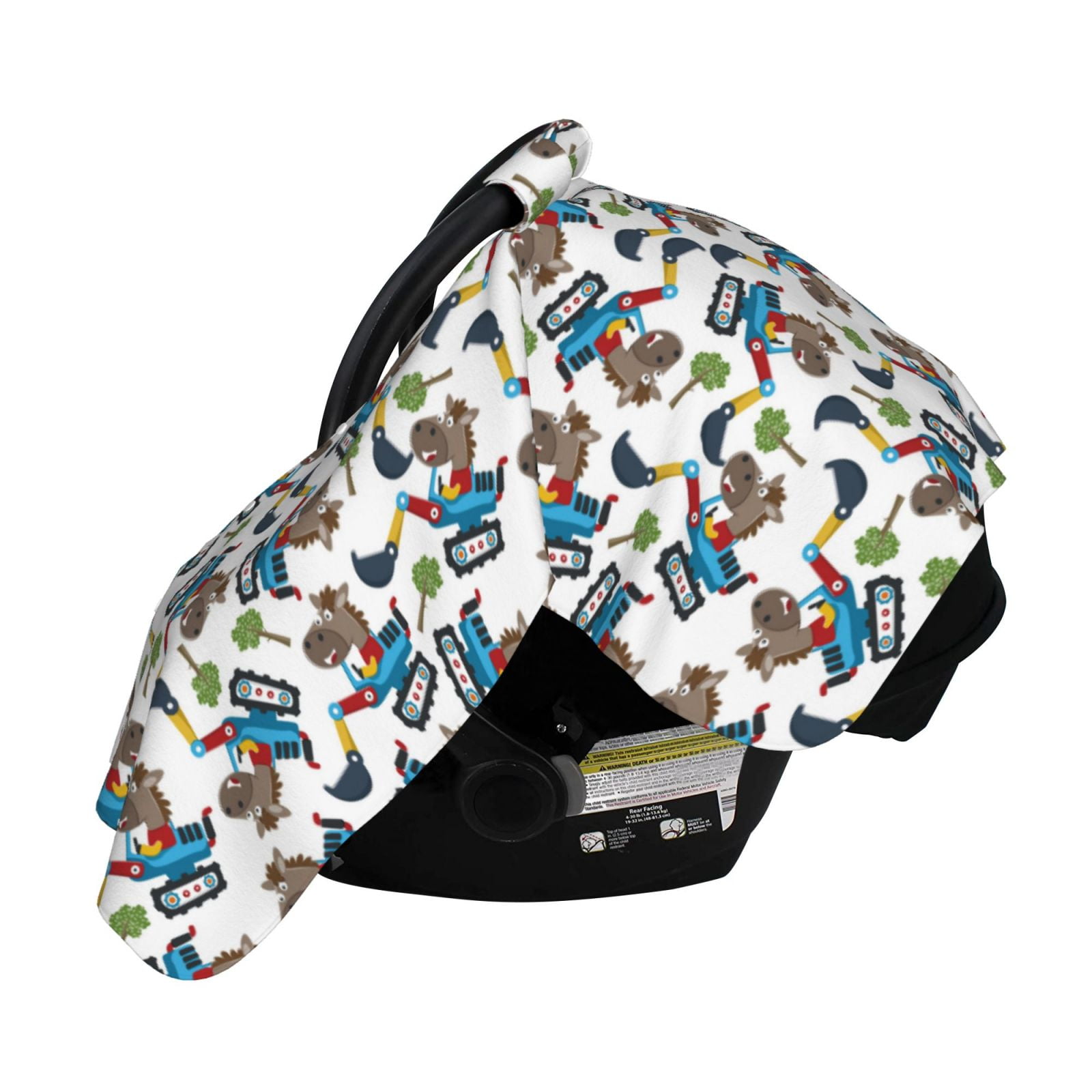 Naloa Funny Excavator Baby Car Seat Cover, Breathable Baby Carrier Cover, Multiuse Baby Carrier Cover & Nursing Breastfeeding Cover