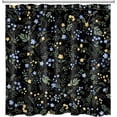 thumbnail image 4 of Blue and Yellow Floral Shower Curtain Decor,Country Wildflower and Green Leaf Herb on Black Shower Curtain for Bathroom 72X84 inch Polyester Fabric Bathroom Decoration Bath Curtains Hooks Included, 4 of 6