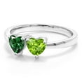 thumbnail image 2 of Gem Stone King 1.00 Cttw Heart Shape Green Simulated Emerald Green Peridot 925 Sterling Silver Ring for Women (Size 9), 2 of 6