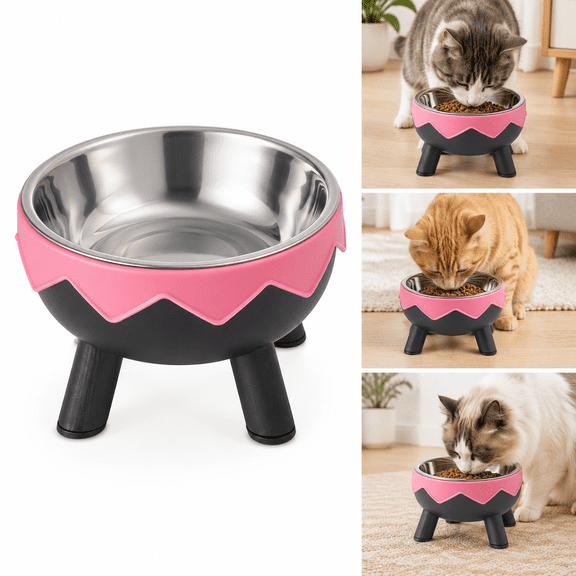 Stainless Steel Non-Skid Pet Bowl, Elevated Dog and Cat Food Bowl with Anti-Spill Design, Large Capacity Anti-Knockover Pet Dish for Cats and Small to Medium Dogs