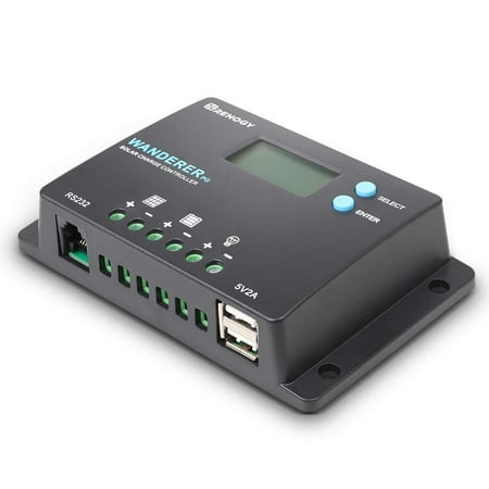 UPC: 0816360029960 | Renogy 10A Wanderer Common Positive Ground Solar PWM Charge Controller with LCD Display Compatible with Various Types of 12V/24V Batteries