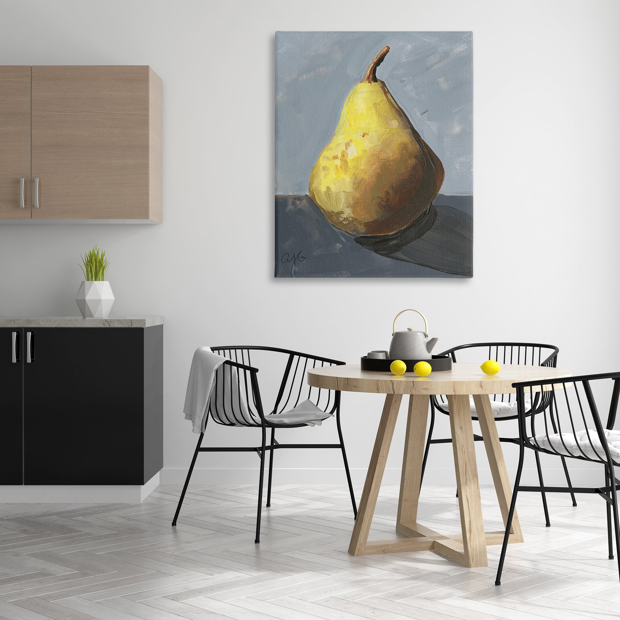 Stupell Industries Abstract Shadowed Pear Food & Beverage Painting Gallery Wrapped Canvas Art Print Wall Art, 36 x 48